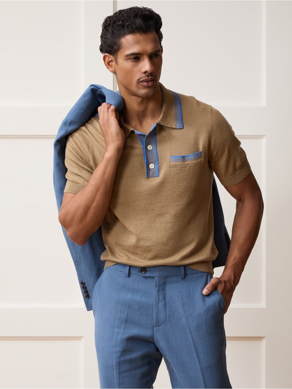 NWT TODD SNYDER Mojave Sweater Polo in Baja Dunes